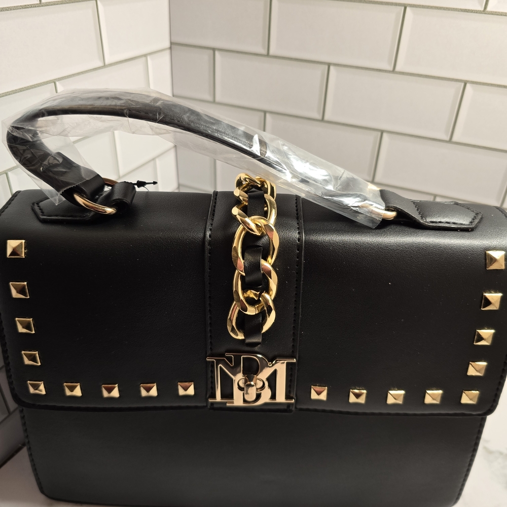 NWT Chic Black and Gold Studded Shoulder Bag
